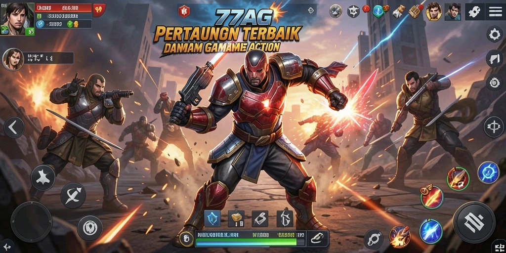 Tampilan gameplay menegangkan di dalam 77AG dengan aksi yang cepat.
