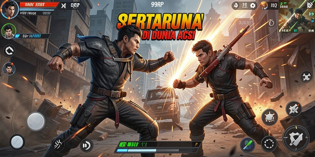 Screenshot gameplay 99RP menunjukkan aksi pertarungan yang mendebarkan.