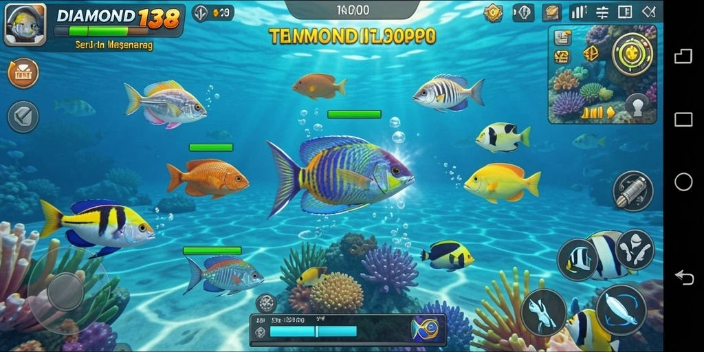 Screenshot gameplay DIAMOND138 menampilkan aksi menembak ikan yang seru.
