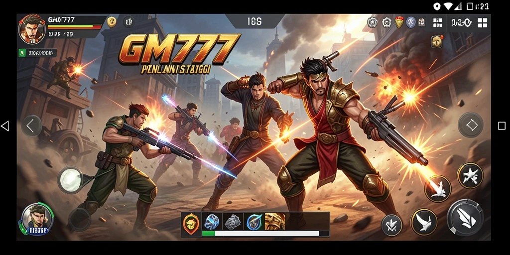 Tampilan pertarungan seru di GM777 dengan karakter beraksi.
