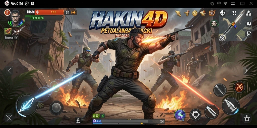 Tangkapan layar utama HAKIN4D menampilkan aksi pertempuran yang mendebarkan.
