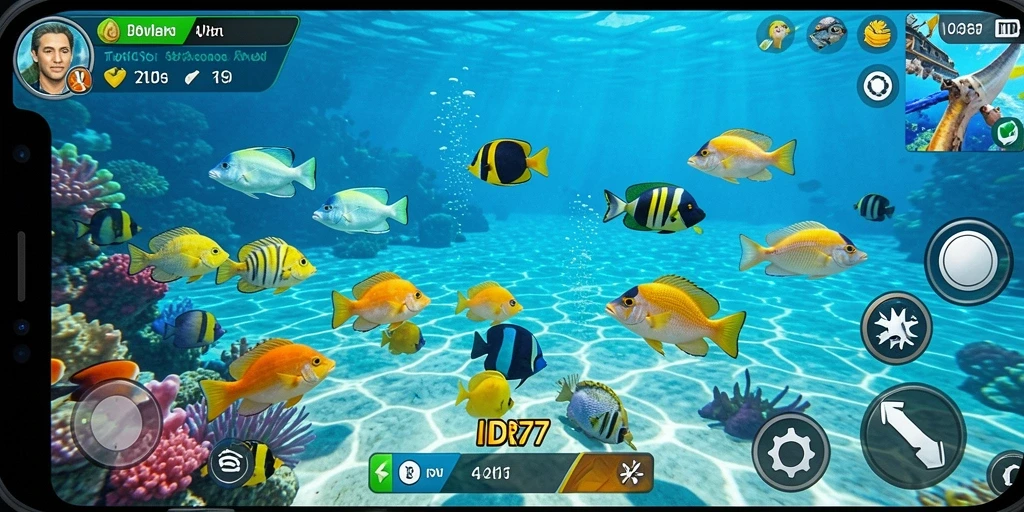 Screenshot gameplay IDR77 menampilkan aksi menembak ikan yang seru.