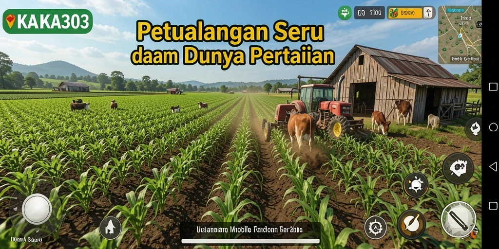 Screenshot gameplay KAKA303 menampilkan suasana ladang yang subur dan dinamis.