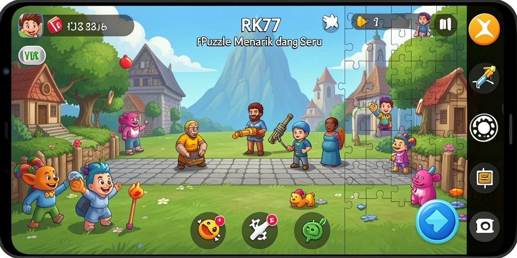 Gameplay seru dan menantang di RK77 dengan teka-teki menarik.