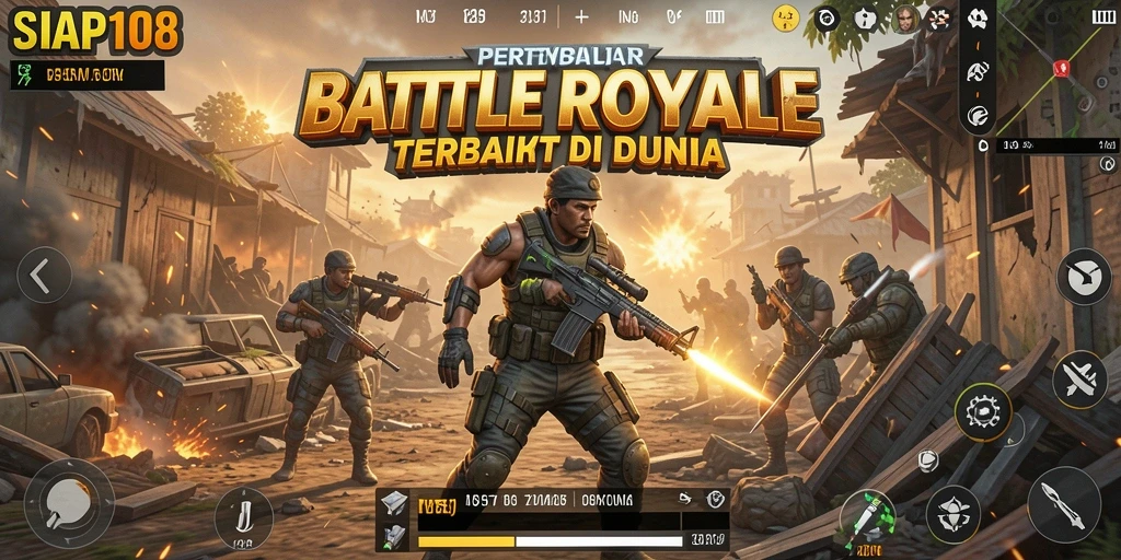 Tampilan aksi intens di battlefield SIAP108 dengan banyak pemain.