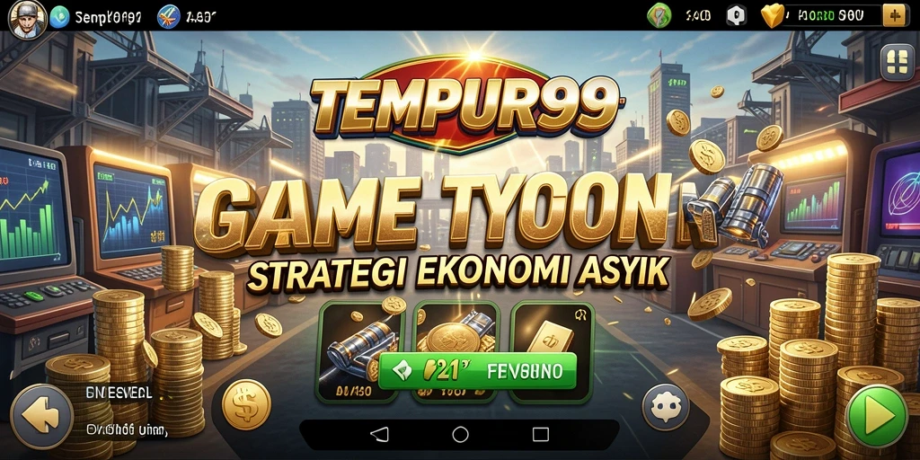 Screenshot TEMPUR99 menunjukkan aksi seru membangun kerajaan bisnis.