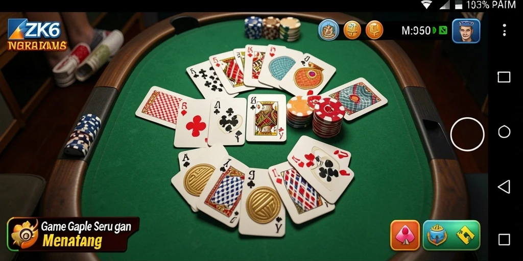 Tampilan gameplay Gaple yang menarik dan interaktif di ZK6.